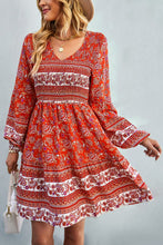 Load image into Gallery viewer, Bohemian V-Neck Balloon Sleeve Dress