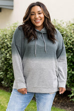 Load image into Gallery viewer, Plus Size Gradient Side Slit Drawstring Hoodie