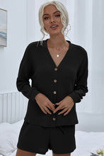 Load image into Gallery viewer, Waffle Button Front Top and Shorts Lounge Set