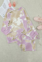 Load image into Gallery viewer, Tie-Dye Raglan Sleeve Top and Drawstring Pants Lounge Set