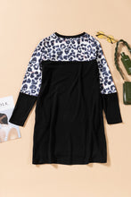 Load image into Gallery viewer, Leopard Spliced Round Neck Dress