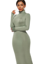 Load image into Gallery viewer, Mock Neck Long Sleeve Maxi Slim Dress