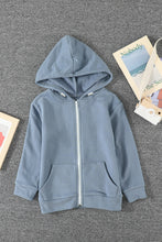 Load image into Gallery viewer, Girls Zip-Up Drawstring Hooded Jacket with Pockets