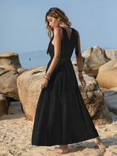 Load image into Gallery viewer, V-Neck Tie Shoulder Crochet Maxi Dress