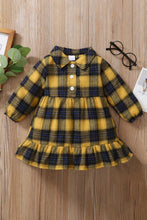Load image into Gallery viewer, Girls Plaid Ruffled Shirt Dress