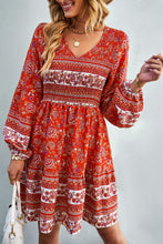 Load image into Gallery viewer, Bohemian V-Neck Balloon Sleeve Dress