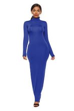Load image into Gallery viewer, Mock Neck Long Sleeve Maxi Slim Dress