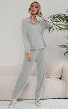 Load image into Gallery viewer, Snap Collar Top and Lounge Pants Set