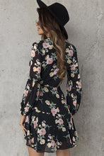 Load image into Gallery viewer, Floral Buttoned Puff Sleeve Tiered Dress