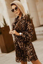 Load image into Gallery viewer, Leopard Buttoned Balloon Sleeve Dress