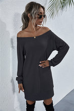 Load image into Gallery viewer, Waffle-Knit Boat Neck Mini Dress