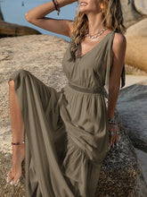Load image into Gallery viewer, V-Neck Tie Shoulder Crochet Maxi Dress