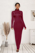 Load image into Gallery viewer, Mock Neck Long Sleeve Maxi Slim Dress