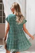 Load image into Gallery viewer, Printed V-Neck Short Sleeve Tiered Dress