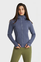 Load image into Gallery viewer, Zip Up Seam Detail Hooded Sports Jacket