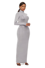 Load image into Gallery viewer, Mock Neck Long Sleeve Maxi Slim Dress
