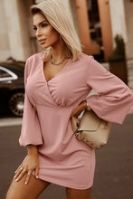 Load image into Gallery viewer, Empire Waist Surplice Balloon Sleeve Mini Dress