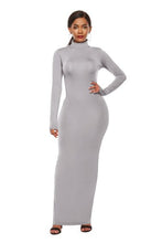 Load image into Gallery viewer, Mock Neck Long Sleeve Maxi Slim Dress