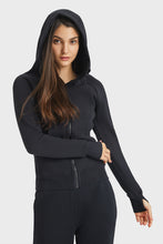 Load image into Gallery viewer, Zip Up Seam Detail Hooded Sports Jacket