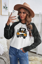 Load image into Gallery viewer, Halloween Car Graphic Camo Raglan Sleeve Sweatshirt