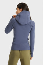 Load image into Gallery viewer, Zip Up Seam Detail Hooded Sports Jacket