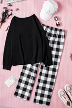Load image into Gallery viewer, Christmas Plaid Reindeer Graphic Top and Pants Lounge Set