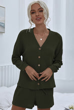 Load image into Gallery viewer, Waffle Button Front Top and Shorts Lounge Set