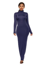 Load image into Gallery viewer, Mock Neck Long Sleeve Maxi Slim Dress
