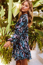 Load image into Gallery viewer, Floral Buttoned Puff Sleeve Tiered Dress