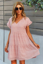 Load image into Gallery viewer, Printed V-Neck Short Sleeve Tiered Dress