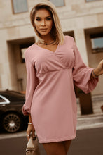 Load image into Gallery viewer, Empire Waist Surplice Balloon Sleeve Mini Dress