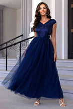 Load image into Gallery viewer, Sequin V-Neck Mesh Maxi Dress