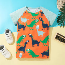 Load image into Gallery viewer, Boys Dinosaur Print Raglan Sleeve T-Shirt and Shorts Set