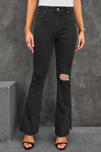 Load image into Gallery viewer, Side Slit Distressed Flare Jeans