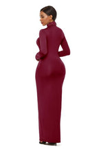 Load image into Gallery viewer, Mock Neck Long Sleeve Maxi Slim Dress