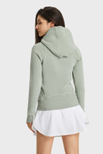 Load image into Gallery viewer, Zip Up Seam Detail Hooded Sports Jacket
