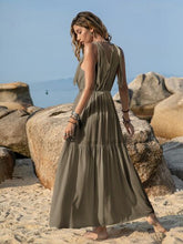 Load image into Gallery viewer, V-Neck Tie Shoulder Crochet Maxi Dress