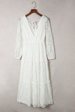 Load image into Gallery viewer, Puff Sleeve Tie-Back Lace Surplice Dress