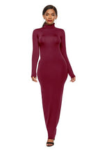 Load image into Gallery viewer, Mock Neck Long Sleeve Maxi Slim Dress