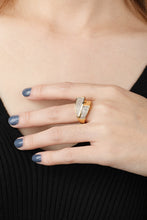 Load image into Gallery viewer, Cubic Zirconia Gold-Plated Asymmetrical Ring