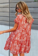 Load image into Gallery viewer, Printed V-Neck Short Sleeve Tiered Dress