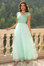 Load image into Gallery viewer, Sequin V-Neck Mesh Maxi Dress
