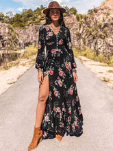 Load image into Gallery viewer, Floral V-Neck Split Maxi Dress