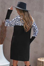 Load image into Gallery viewer, Leopard Spliced Round Neck Dress