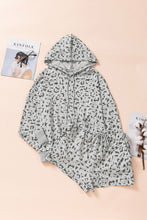 Load image into Gallery viewer, Animal Print Drawstring Detail Hoodie and Shorts Lounge Set