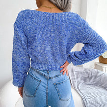 Load image into Gallery viewer, Heathered Surplice Cropped Sweater