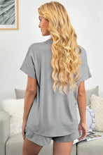 Load image into Gallery viewer, Quarter Button Short Sleeve Top and Shorts Lounge Set