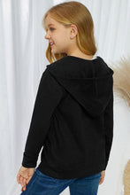 Load image into Gallery viewer, Girls Zip-Up Drawstring Hooded Jacket with Pockets