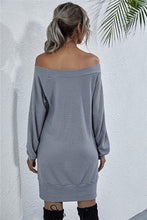Load image into Gallery viewer, Waffle-Knit Boat Neck Mini Dress