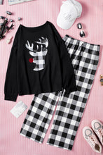 Load image into Gallery viewer, Christmas Plaid Reindeer Graphic Top and Pants Lounge Set